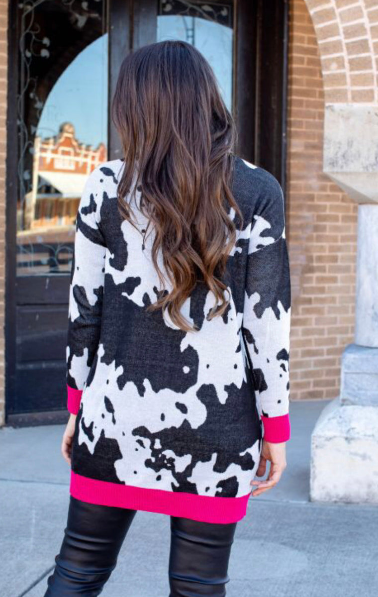 Cow hot sale print cardigan